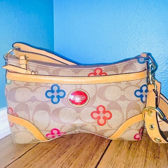 COACH FLORAL SIGNATURE bag shoulder crossbody buckle strap vintage y2k limited - Picture 1 of 16